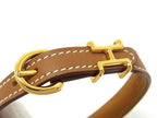 Hermes Trench Leather Gold Bracelet Brown — view 3