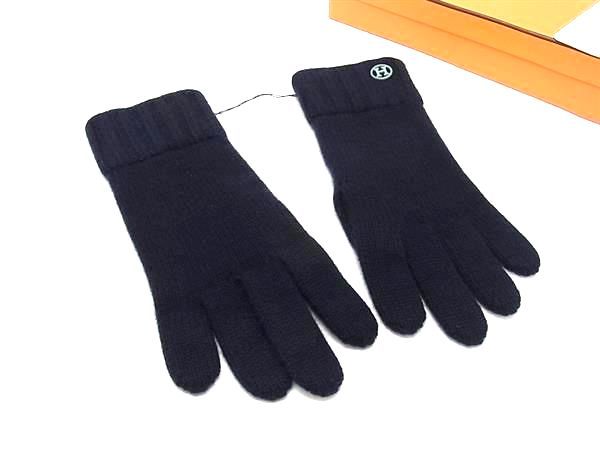 Hermes H Loop Cashmere 100% Gloves M Navy
