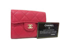 Chanel CC Logo Quilted Caviar Leather Coin Purse Pink