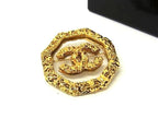Chanel CC Logo 93A Lava Octagon Pin Brooch Pin Badge Gold Clear