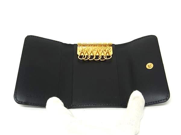 Celine Macadam Pattern Leather Key Case Black Brown Key Holder — view 3
