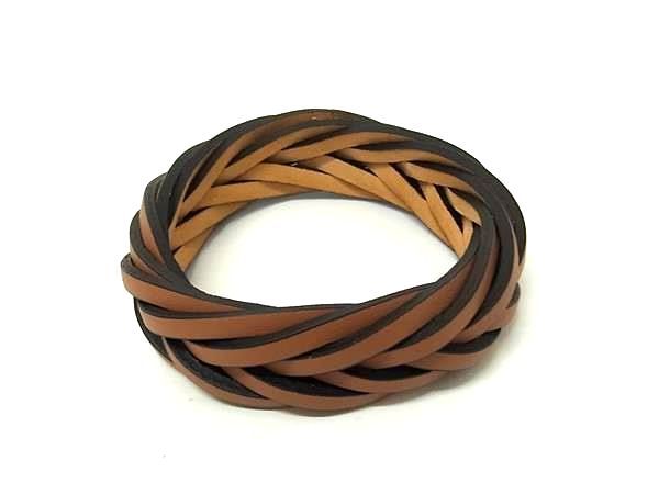Loewe Braided Leather Bangle Brown Bracelet