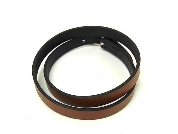Hermes Behapi Double Tour Leather Reversible Silver Bracelet — view 2