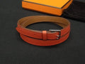 Hermes Etriviere Leather Silver Bracelet Red
