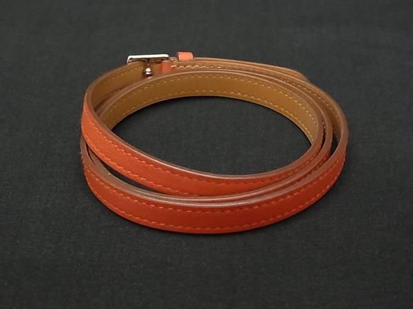 Hermes Etriviere Leather Silver Bracelet Red — view 2