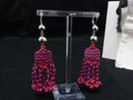 Celine Beads Earrings Red Navy
