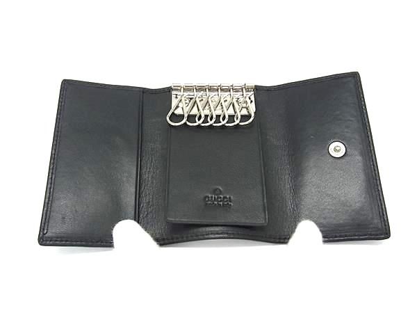 Gucci Leather Key Case Key Holder Black — view 3