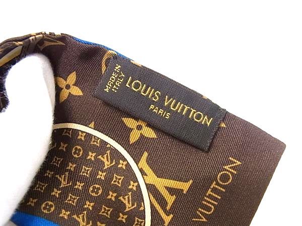 Louis Vuitton Bandeau Monogram Trunks Silk 100% Ribbon Scarf Brown — view 3