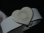 Hermes Leather Silver Heart Glove Holder White Gloves — view 4