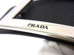 Prada Saffiano Leather Silver Reversible 34/85 Black Bordeaux Belt — view 4