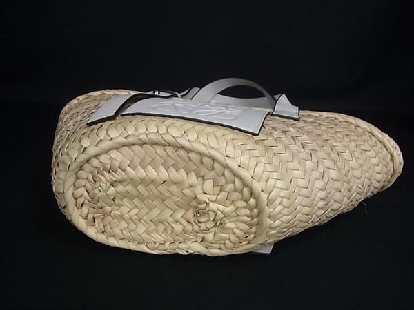 Loewe Anagram Basket Raffia Leather Tote Bag Beige — view 4