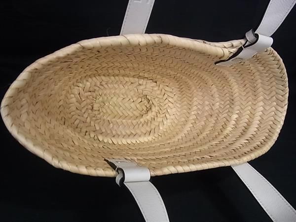 Loewe Anagram Basket Raffia Leather Tote Bag Beige — view 5