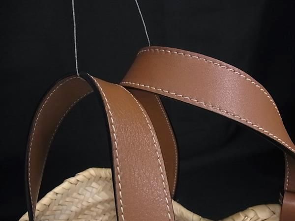 Loewe Basket Small Anagram Raffia Tote Bag Beige Brown — view 2