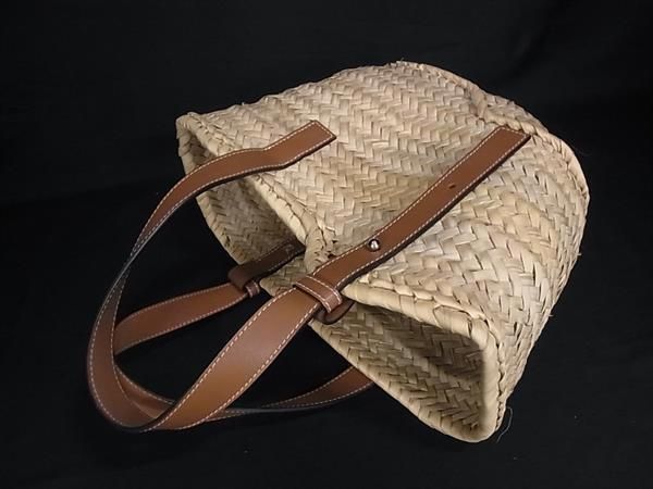 Loewe Basket Small Anagram Raffia Tote Bag Beige Brown — view 3