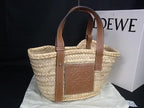 Loewe Basket Small Anagram Raffia Tote Bag Beige Brown