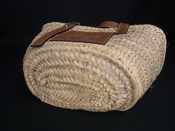 Loewe Basket Small Anagram Raffia Tote Bag Beige Brown — view 4