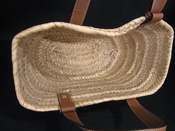 Loewe Basket Small Anagram Raffia Tote Bag Beige Brown — view 5