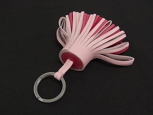 Hermes Carmen Leather Silver Key Holder Key Sling Bag Charm Pink — view 2