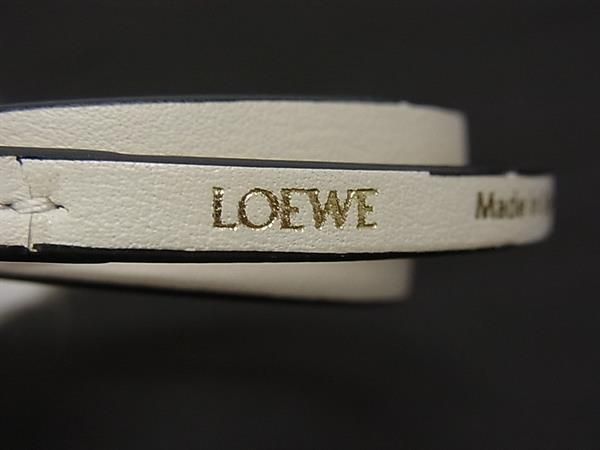 Loewe Anagram Twist Bangle Leather Bracelet Ivory Gold — view 4