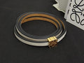 Loewe Anagram Twist Bangle Leather Bracelet Ivory Gold