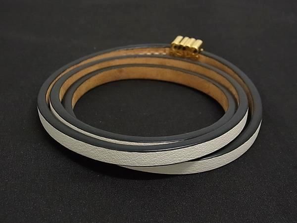Loewe Anagram Twist Bangle Leather Bracelet Ivory Gold — view 2