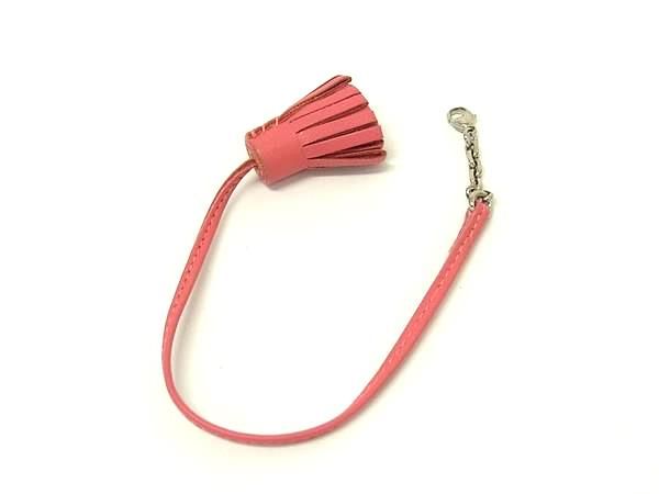 Hermes Carmencita Leather Silver Tassel Key Holder Charm Pink — view 2