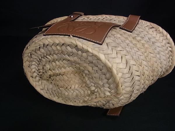 Loewe Anagram Basket Bag Raffia Leather Handbag Beige — view 4