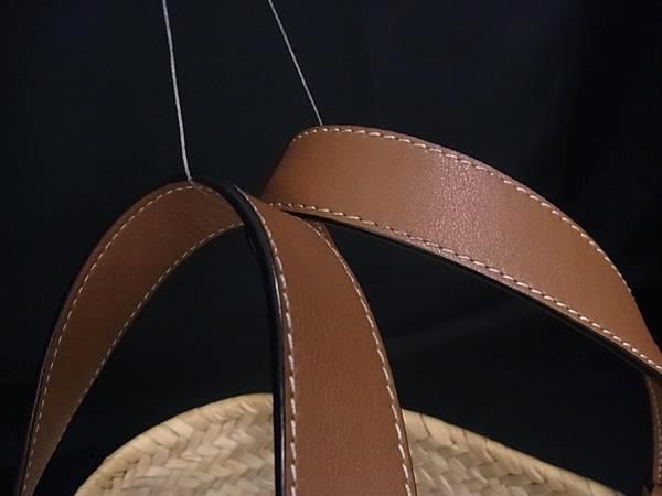Loewe Anagram Basket Bag Raffia Leather Handbag Beige — view 2