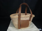 Loewe Anagram Basket Bag Raffia Leather Handbag Beige
