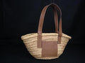 Loewe Anagram Basket Raffia Leather Handbag Tote Beige