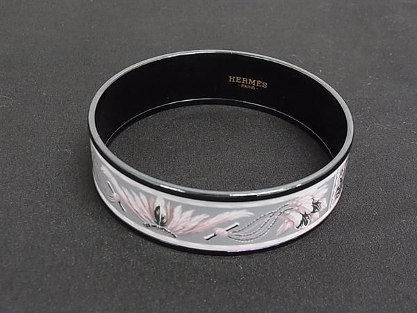 Hermes Enamel GM Cloisonne Bracelet Bangle Black Pink — view 2