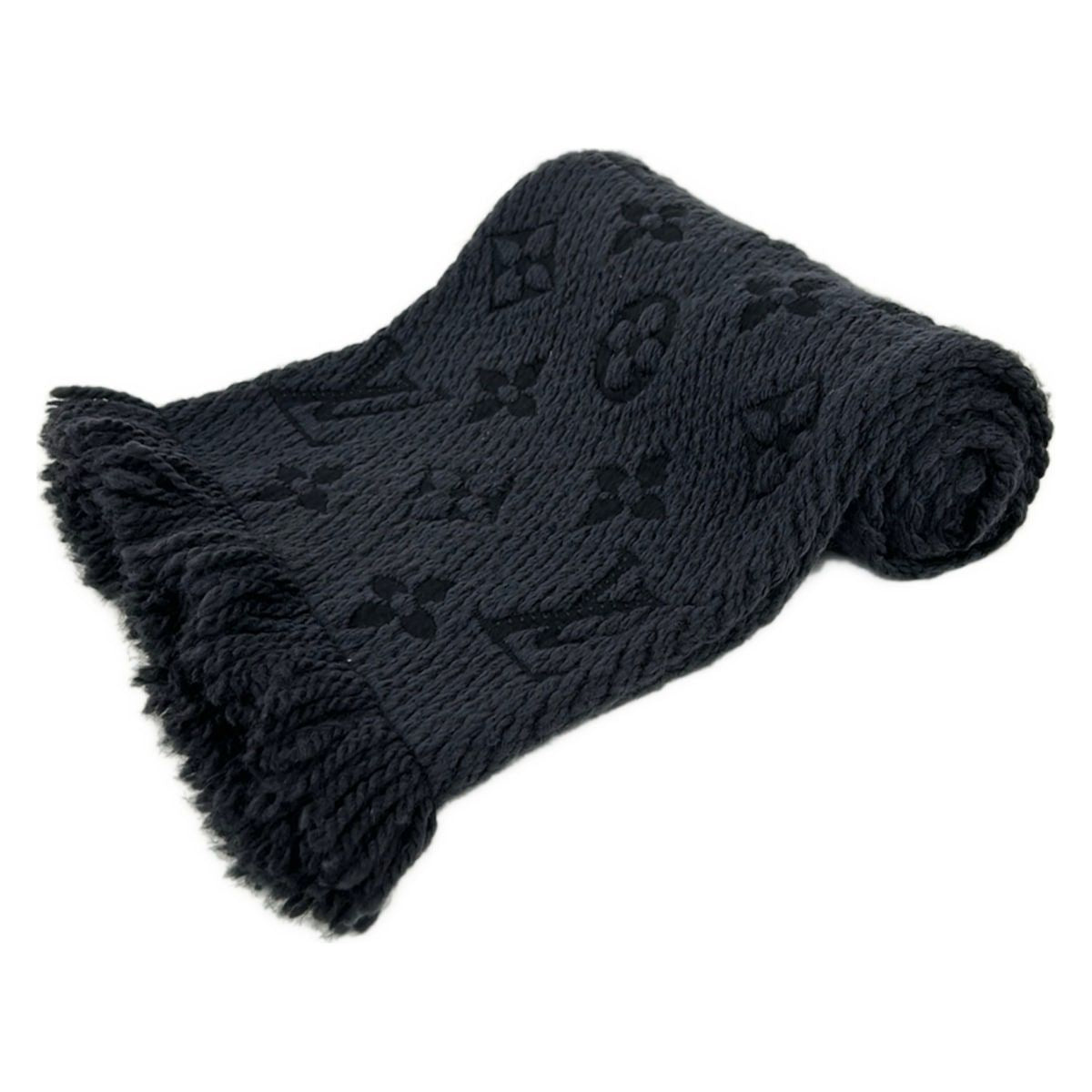 Louis Vuitton Scarf Logomania Anthracite Wool Silk