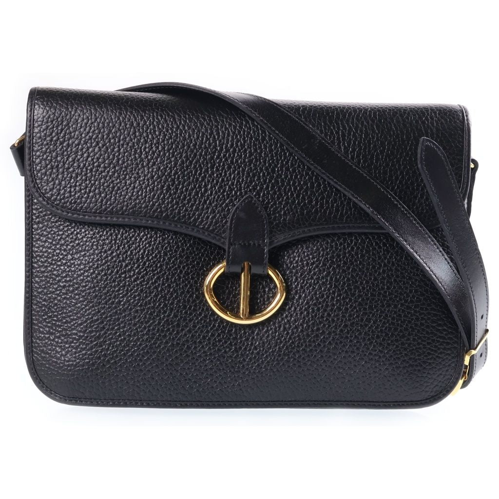 Dior CD Logo Shoulder Bag Black Leather Gold