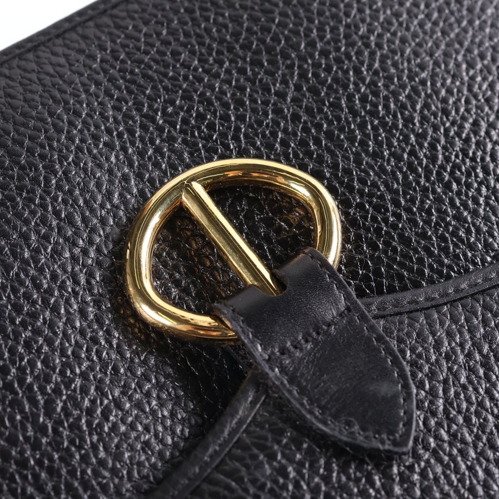Dior CD Logo Shoulder Bag Black Leather Gold — view 7