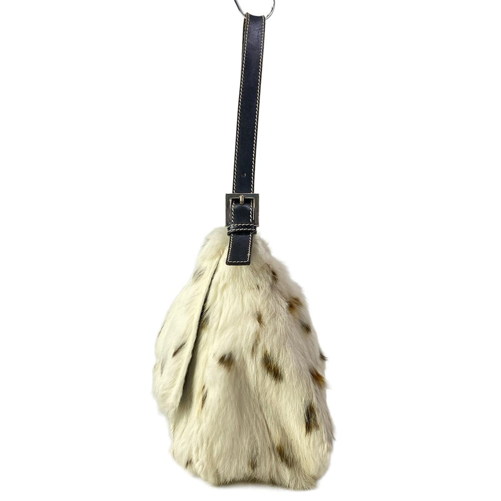 Fendi Shoulder Bag Mamma Bucket Ivory Dark Brown Leather Fur — view 4