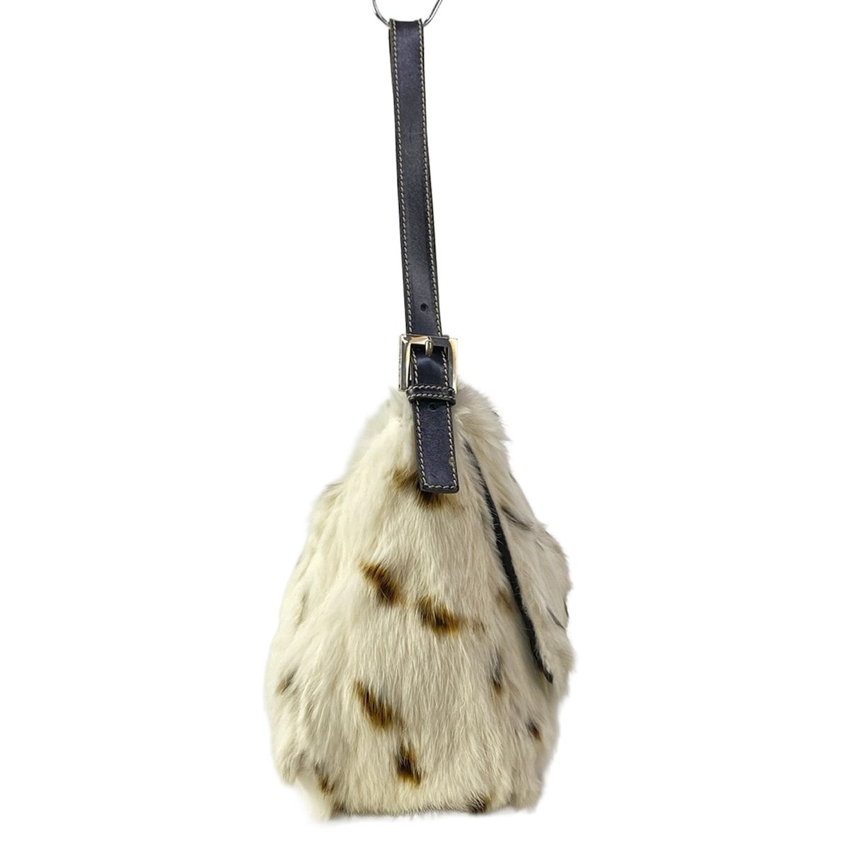 Fendi Shoulder Bag Mamma Bucket Ivory Dark Brown Leather Fur — view 2
