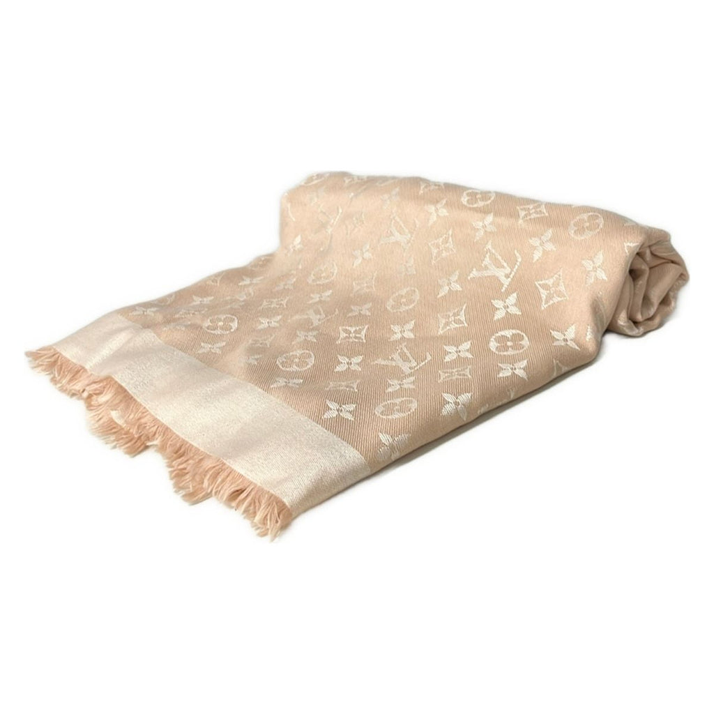 Louis Vuitton Shawl Monogram Denim Rose Wool Scarf