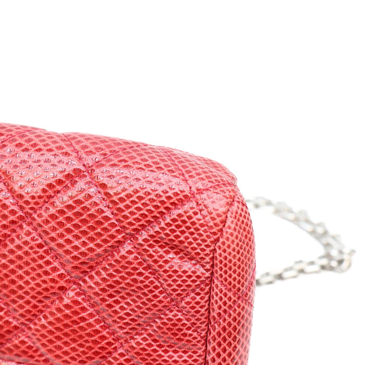 Chanel Red Exotic Leather Silver Bowling Shoulder Bag — view 8