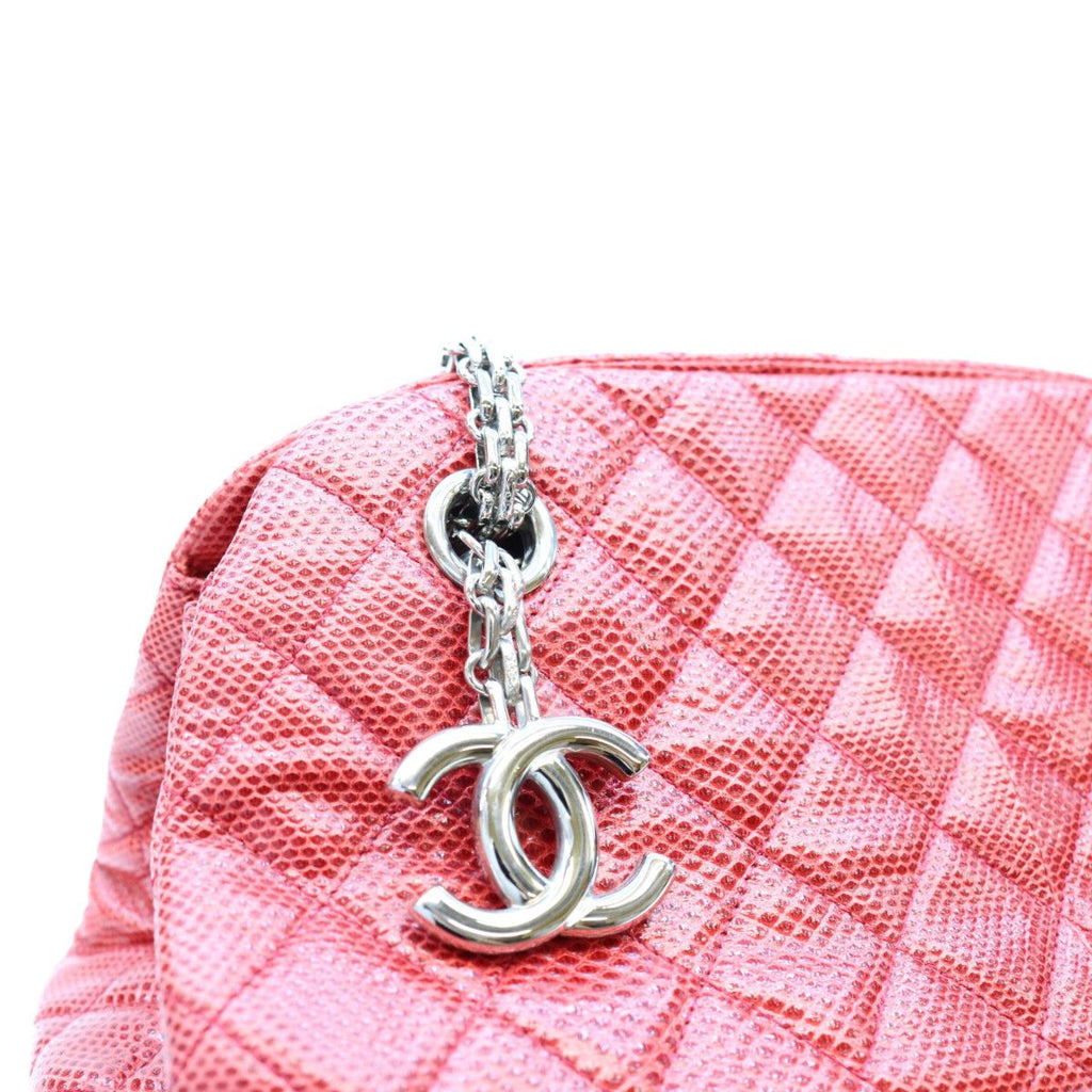 Chanel Red Exotic Leather Silver Bowling Shoulder Bag — view 6