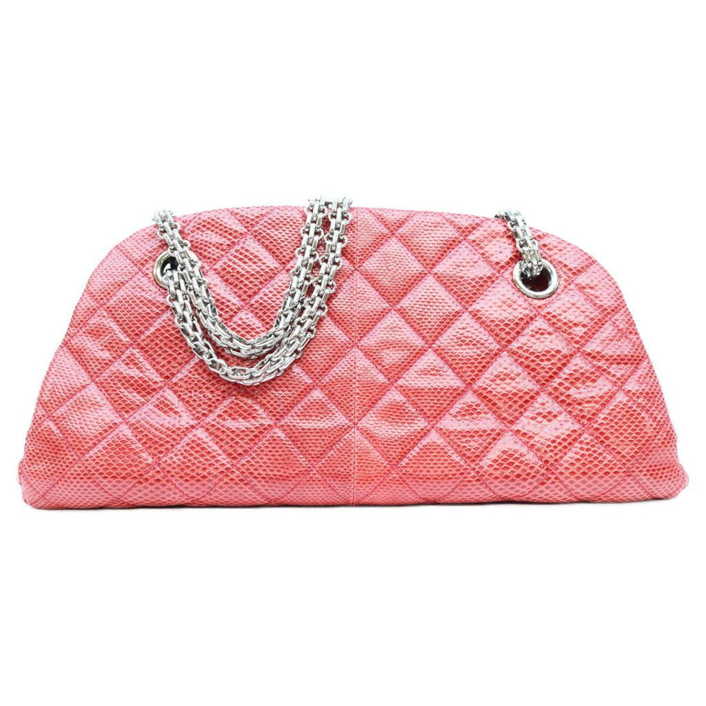 Chanel Red Exotic Leather Silver Bowling Shoulder Bag — view 3