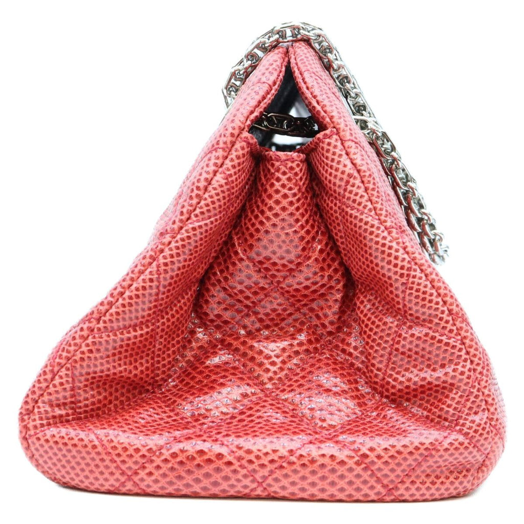 Chanel Red Exotic Leather Silver Bowling Shoulder Bag — view 4
