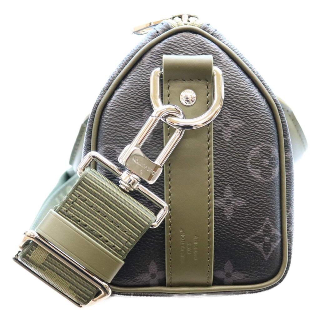 Louis Vuitton Monogram Eclipse Khaki Green Keepall Bandouliere 25 Boston Bag — view 4
