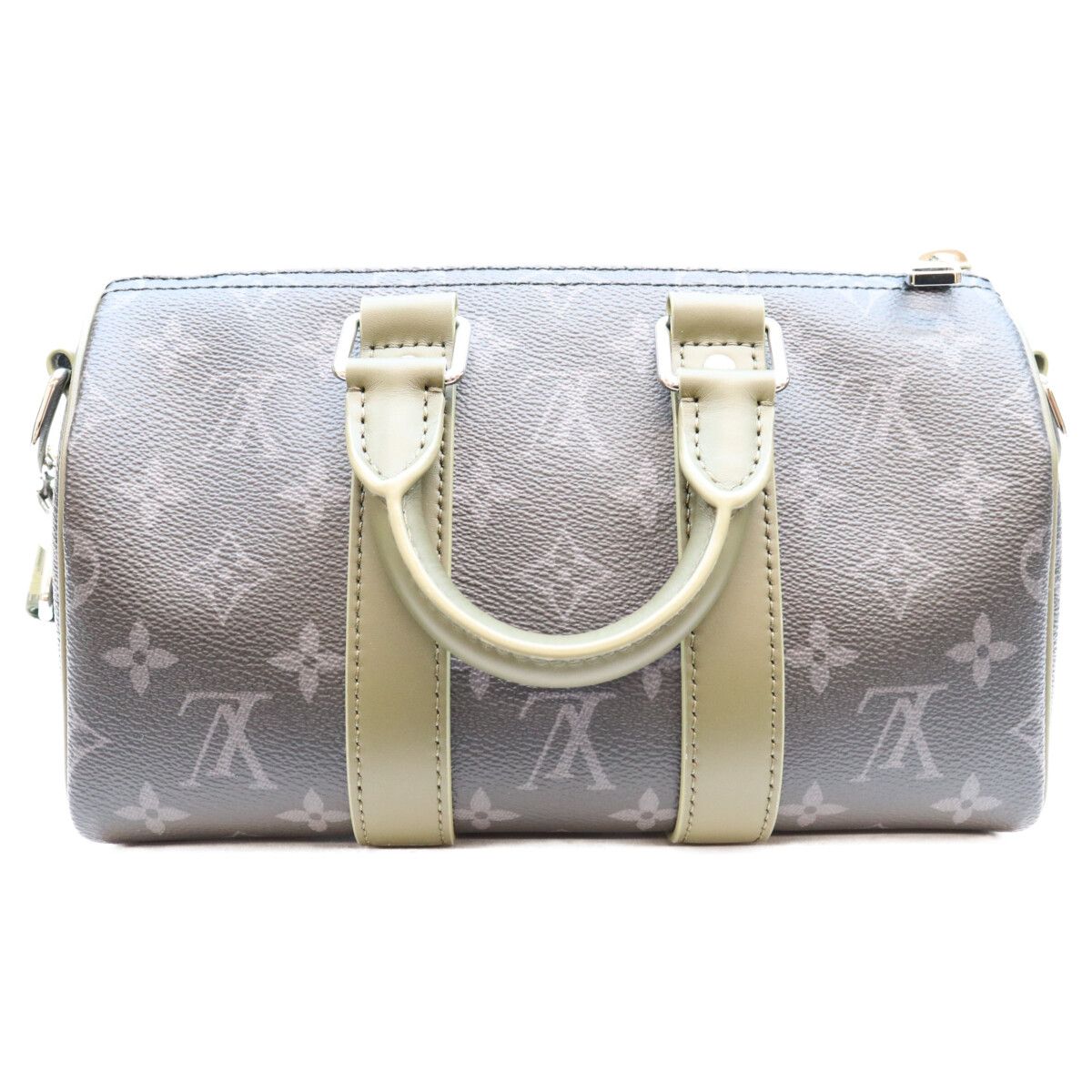 Louis Vuitton Monogram Eclipse Khaki Green Keepall Bandouliere 25 Boston Bag — view 3