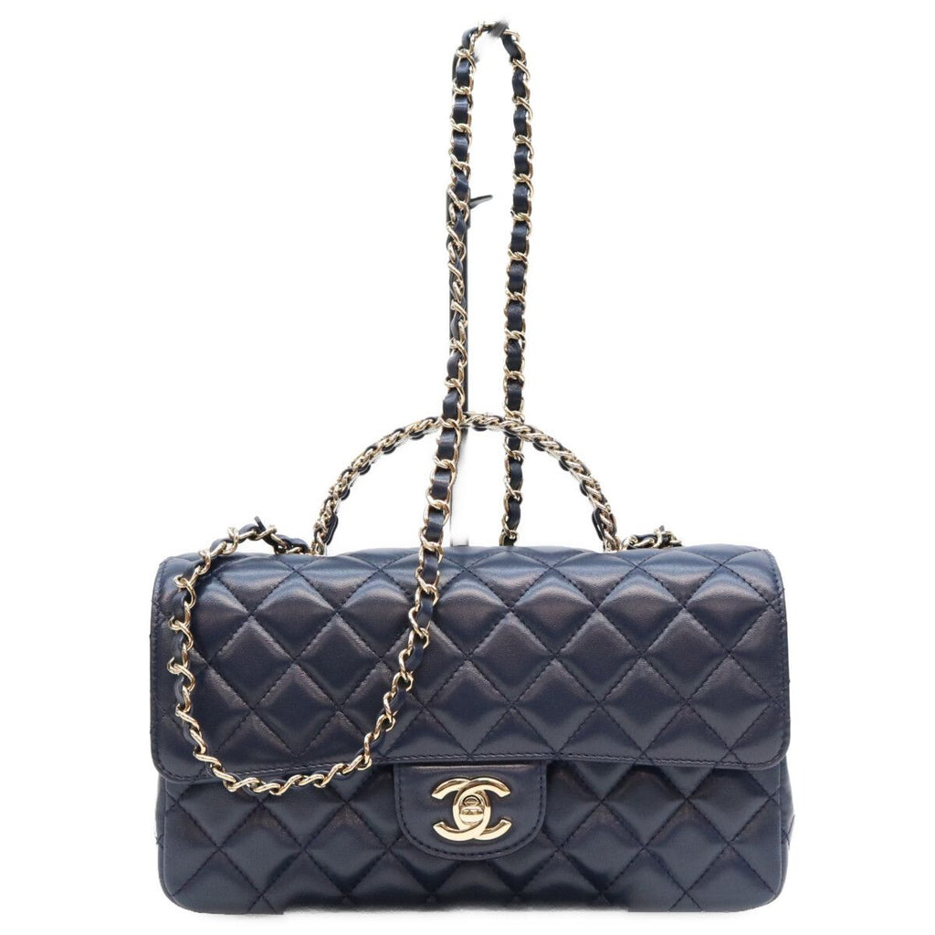 Chanel Navy Lambskin Bijou Chain Top Handle Quilted 23