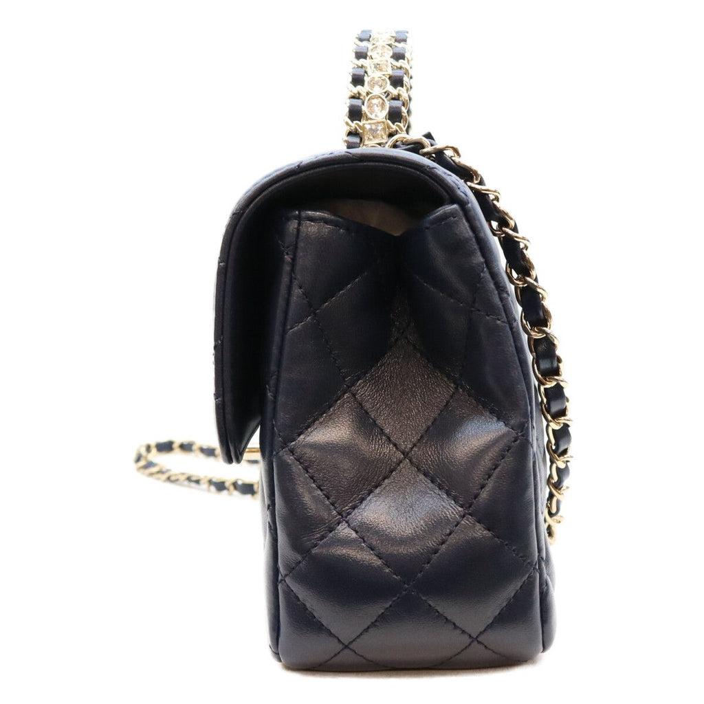 Chanel Navy Lambskin Bijou Chain Top Handle Quilted 23 — view 2