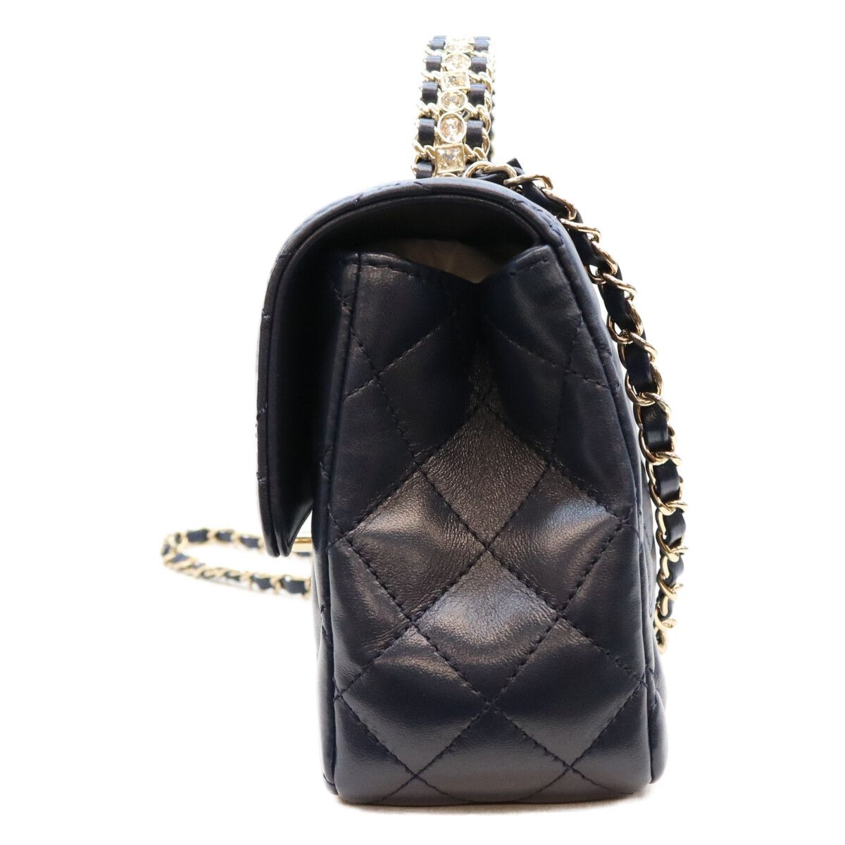 Chanel Navy Lambskin Bijou Chain Top Handle Quilted 23 — view 2