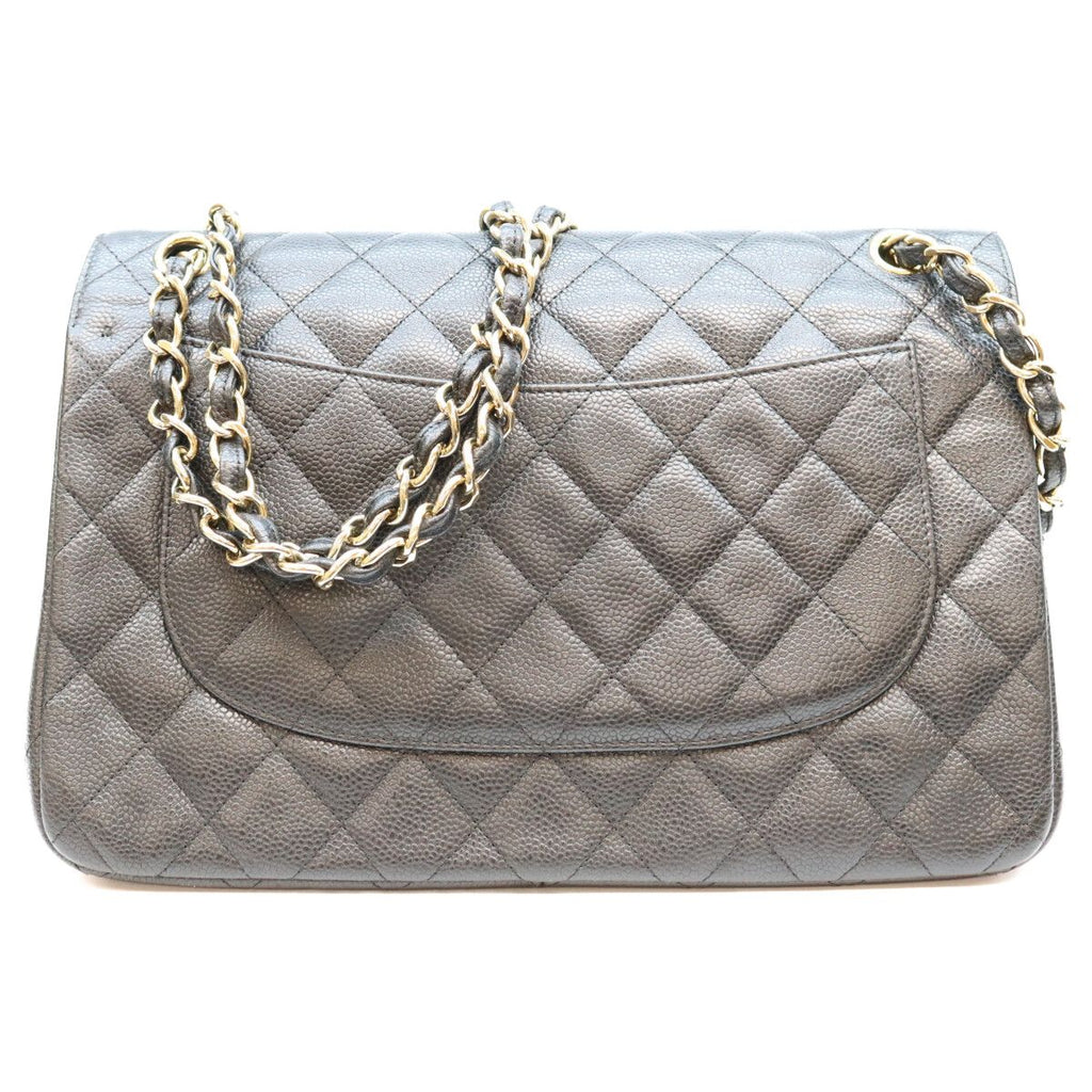 Chanel Black Caviar Double Flap Maxi Quilted 30 Shoulder Bag — view 3