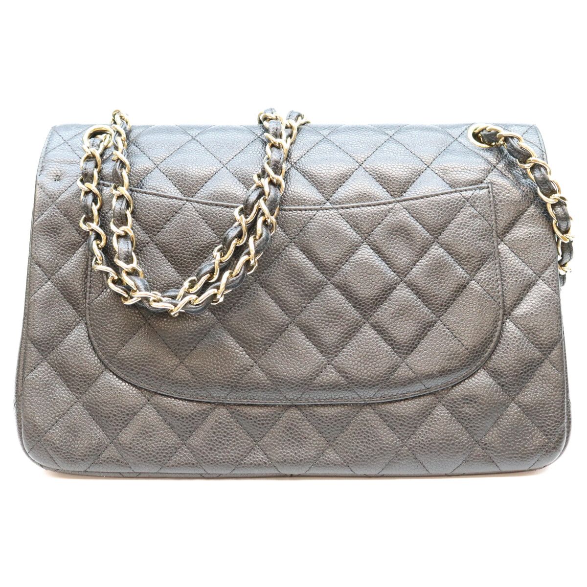 Chanel Black Caviar Double Flap Maxi Quilted 30 Shoulder Bag — view 3