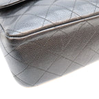 Chanel Black Caviar Double Flap Maxi Quilted 30 Shoulder Bag — view 6