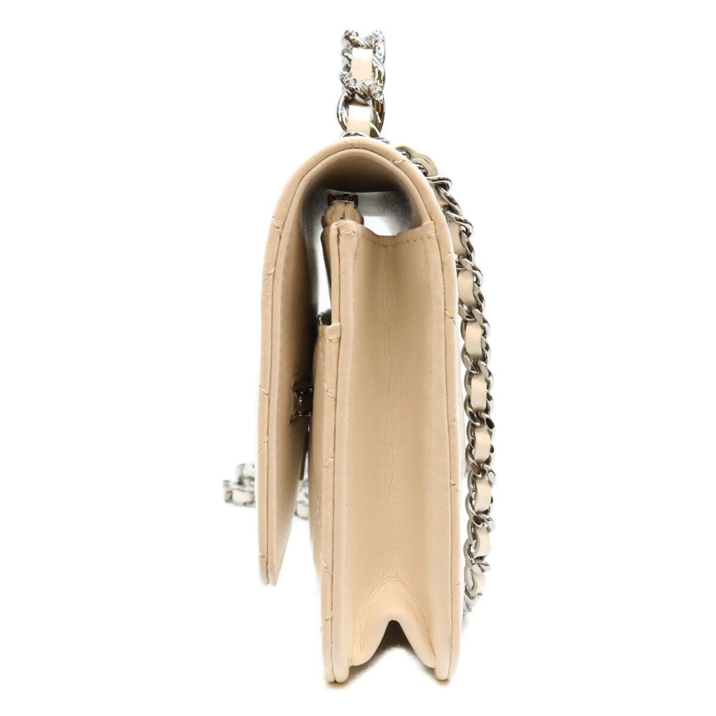 Chanel White Lambskin Silver Chain Top Handle Wallet Shoulder Bag — view 4